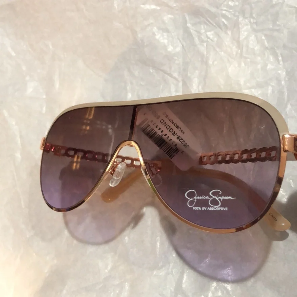 Jessica Simpson J6228 nude gray‎ rose gold Metal Shield Aviator Pilot Sunglasses